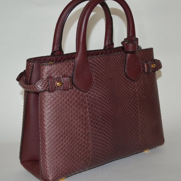 NWT BURBERRY PYTHON LEATHER BANNER DERBY SMALL TOTE BAG - Picture 5 of 13